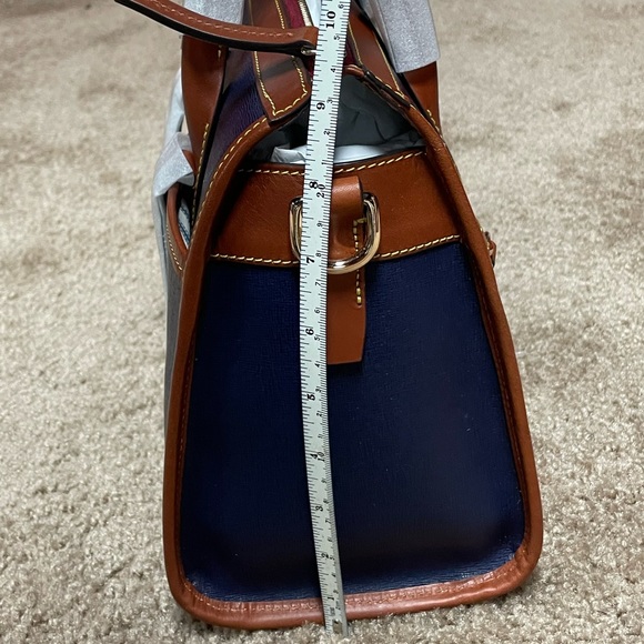 DOONEY & BOURKE CAMDEN SAFFIANO LEATHER SATCHEL IN MARINE BLUE. DISCONTINUED. - Picture 6 of 11